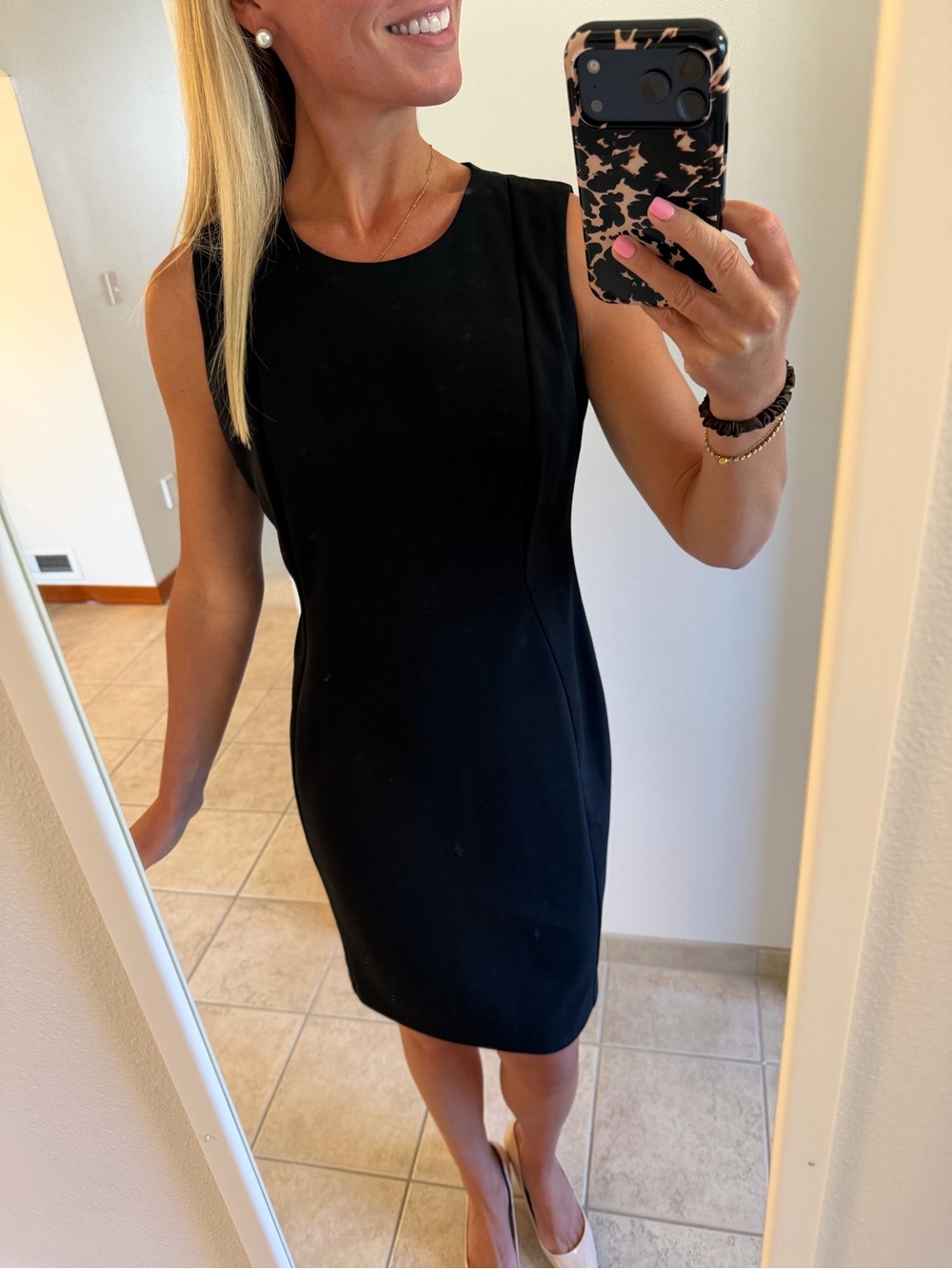Calvin Klein Classic Black Dress w/Gold Zipper, Like new! Size 12